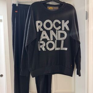 Aviator Nation Black Rock and Roll Sweatshirt and Pants Set